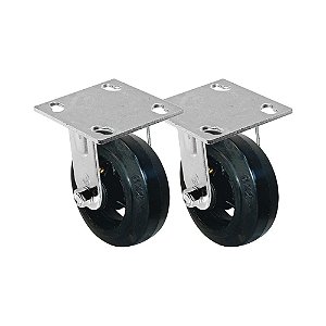 KIT 2 UN RODA RODÍZIO FIXO BORRACHA MOLDADA 8 POLEGADAS
