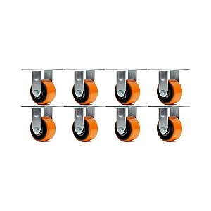 KIT 8 UN RODA RODÍZIO FIXO POLIURETANO MOLDADO FERRO PU 6 PO