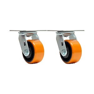 KIT 2 UN RODA RODÍZIO GIRATÓRIO POLIURETANO FERRO PU 6 POLEGADAS