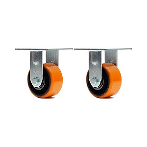 KIT 2 UN RODA RODÍZIO FIXO POLIURETANO MOLDADO FERRO PU 6 PO
