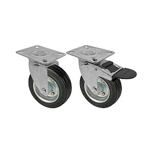 KIT 2 UN RODA RODÍZIO GIRATÓRIO TRAVA BORRACHA MACIÇA 5 POLEGADAS