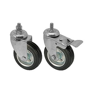 KIT 2 UN RODA RODÍZIO ROSCA GIRATÓRIO FREIO BORRACHA 4 POLEGADAS
