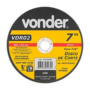 DISCO DE CORTE 180 MM X 3,0 MM X 22,23 MM VDR02 VONDER