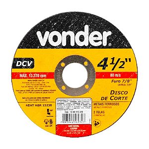 DISCO DE CORTE 115 MM X 3,2 MM X 22,23 MM DCV VONDER