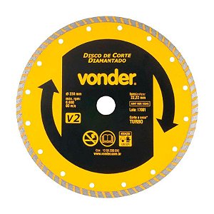 DISCO DE CORTE DIAMANTADO 230MM V2 TURBO VONDER