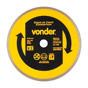 DISCO DE CORTE DIAMANTADO 230MM CONTÍNUO V1 VONDER