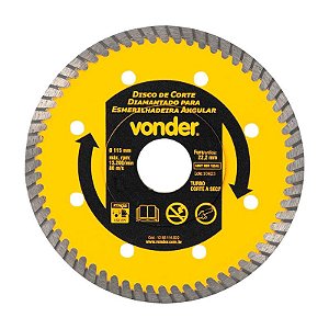 DISCO DE CORTE DIAMANTADO 115MM TURBO P/ESMER. VONDER