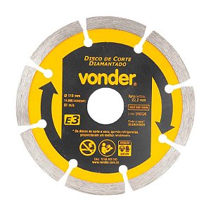 DISCO DE CORTE DIAMANTADO 110MM E3 FURO 22MM VONDER