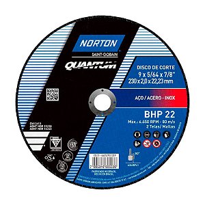 DISCO DE CORTE 230MM X 2,0MM X 22,23MM BHP22 NORTON
