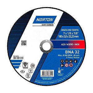 DISCO DE CORTE 178MM X 3,0MM X 22,23MM BNA32 NORTON