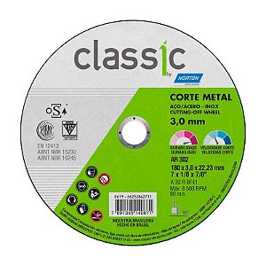 DISCO DE CORTE 180MM X 3,0MM X 22,23MM AR302 CLASSIC NORTON