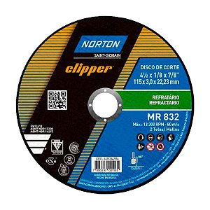DISCO DE CORTE 115MM X 3,0MM X 22,23MM MR832 NORTON