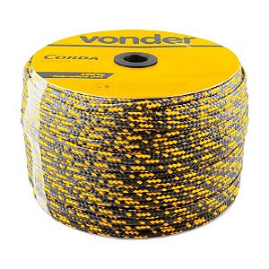 CORDA MULTIFILAMENTO TRANÇADA 8MMX258M PRETA/AMARELA VONDER
