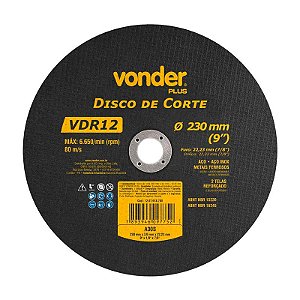 KIT 25 DISCO DE CORTE 230MM X 3,0MM X 22,23MM VDR12 VONDER