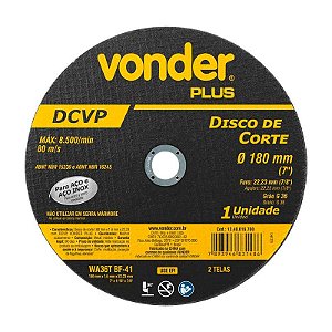 KIT 200 DISCO DE CORTE 180 MM X 1,6 MM X 22,23 MM DCV VONDER