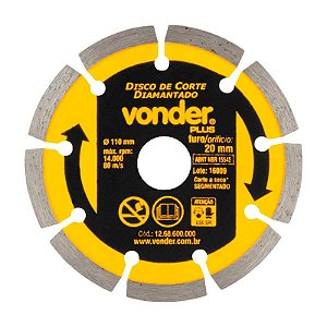 KIT 25 DISCO DE CORTE DIAMANTADO 110MM SEGMENTADO VONDER