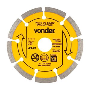 KIT 100 DISCO DE CORTE DIAMANTADO 110MM SEGMENTADO XLD VONDE