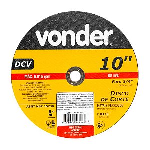 KIT 25 DISCO DE CORTE 254 MM X 3,2 MM X 19,05 MM DCV VONDER