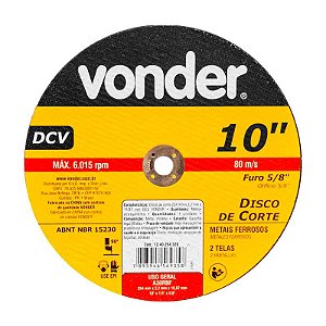 KIT 50 DISCO DE CORTE 254 MM X 3,2 MM X 15,87 MM DCV VONDER