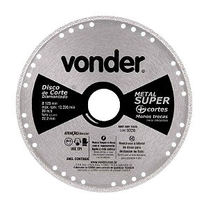 KIT 25 DISCO DE CORTE DIAMANTADO 125MM CONTÍNUO METAL VONDER