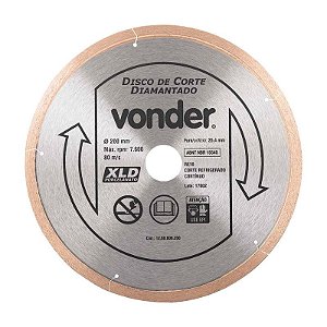 KIT 30 DISCO DE CORTE DIAMANTADO 200MM PORCELANATO VONDER