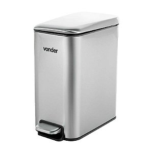 LIXEIRA RETANGULAR 5 LITROS INOX CINZA VONDER