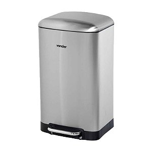 LIXEIRA RETANGULAR 30 LITROS INOX CINZA VONDER