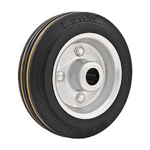 RODA 4" BORRACHA PRETA EIXO 7/16" ROL. ROLETE 88KG VONDER
