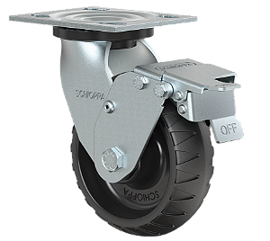 RODÍZIO GIRATÓRIO FREIO BORRACHA PRETA GS 62 STRE FPD 250KG