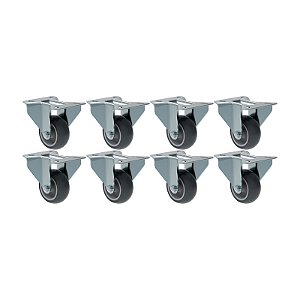 KIT 8 RODÍZIO FIXO PVC CINZA FL 312 BP SM 60KG SCHIOPPA