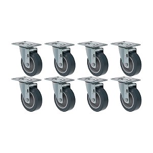 KIT 8 RODÍZIO GIRATÓRIO PVC CINZA GL 412 BP SM 65KG SCHIOPPA