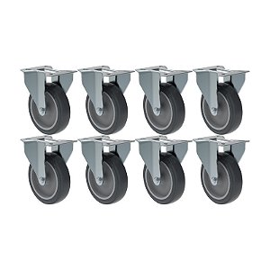 KIT 8 RODÍZIO FIXO PVC CINZA FL 512 BP SM 75KG SCHIOPPA