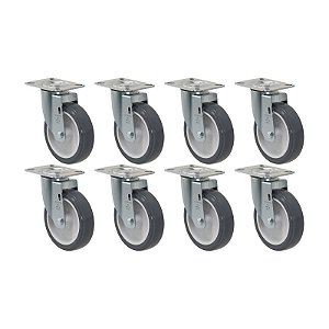 KIT 8 RODÍZIO GIRATÓRIO PVC CINZA GL 512 BP SM 75KG SCHIOPPA