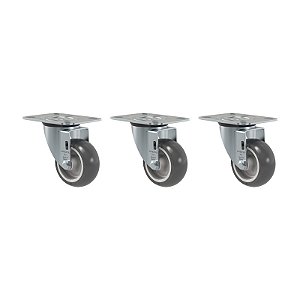 KIT 3 RODÍZIO GIRATÓRIO PVC CINZA GL 312 BP SM 60KG SCHIOPPA