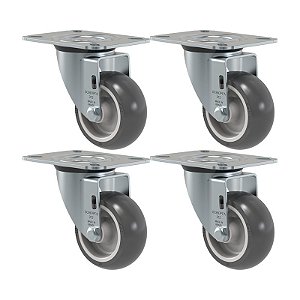 KIT 4 RODÍZIO GIRATÓRIO PVC CINZA GL 312 BP SM 60KG SCHIOPPA