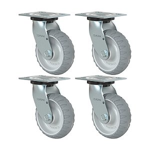 KIT 4 RODÍZIO GIRATÓRIO BORRACHA ATÓXICA BRANCA GS 62 250KG