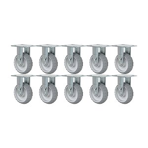 KIT 10 RODÍZIO FIXO BORRACHA ATÓXICA FS 62 STRE SPE 250KG