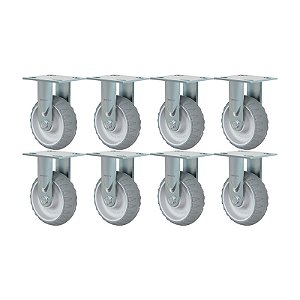 KIT 8 RODÍZIO FIXO BORRACHA ATÓXICA FS 62 STRE SPE 250KG