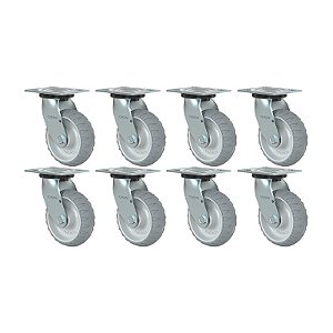 KIT 8 RODÍZIO GIRATÓRIO BORRACHA ATÓXICA BRANCA 62 250KG