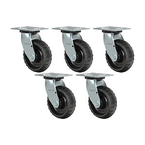 KIT 5 RODÍZIO GIRATÓRIO BORRACHA ATÓXICA GS 62 STRE 250KG