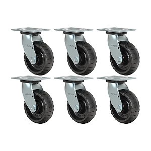 KIT 6 RODÍZIO GIRATÓRIO BORRACHA ATÓXICA GS 62 STRE 250KG