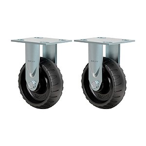 KIT 2 RODÍZIO FIXO BORRACHA ATÓXICA PRETA FS 62 STRE 250KG