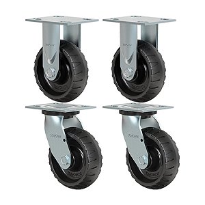 KIT 4 RODÍZIO FIXO GIRATÓRIO BORRACHA ATÓXICA 62 STRE 250KG