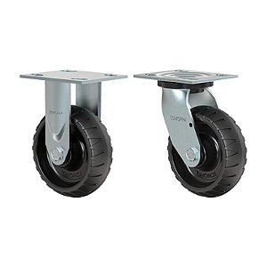 KIT 2 RODÍZIO FIXO GIRATÓRIO BORRACHA ATÓXICA 62 STRE 250KG