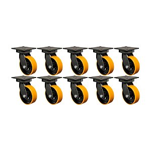 KIT 10 RODÍZIO GIRATÓRIO POLIURETANO MOLDADO GMX 52 PE 600KG