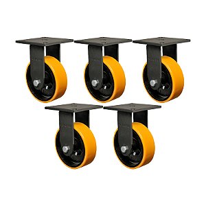 KIT 5 RODÍZIO FIXO POLIURETANO MOLDADO FMX 52 PE 600KG