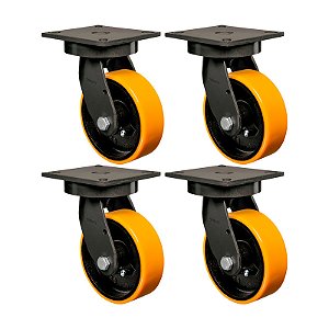 KIT 4 RODÍZIO GIRATÓRIO POLIURETANO MOLDADO GMX 52 PE 600KG