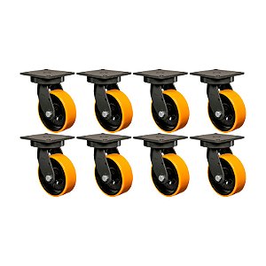 KIT 8 RODÍZIO GIRATÓRIO POLIURETANO MOLDADO GMX 52 PE 600KG