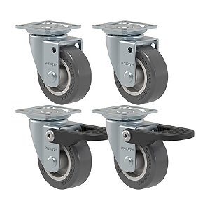 KIT 4 RODÍZIO GIRATÓRIO FREIO GLAP 210 BP FP I 40KG SM
