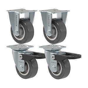 KIT 4 RODÍZIO FIXO GIRATÓRIO FREIO 210 BP 40KG SM SCHIOPPA